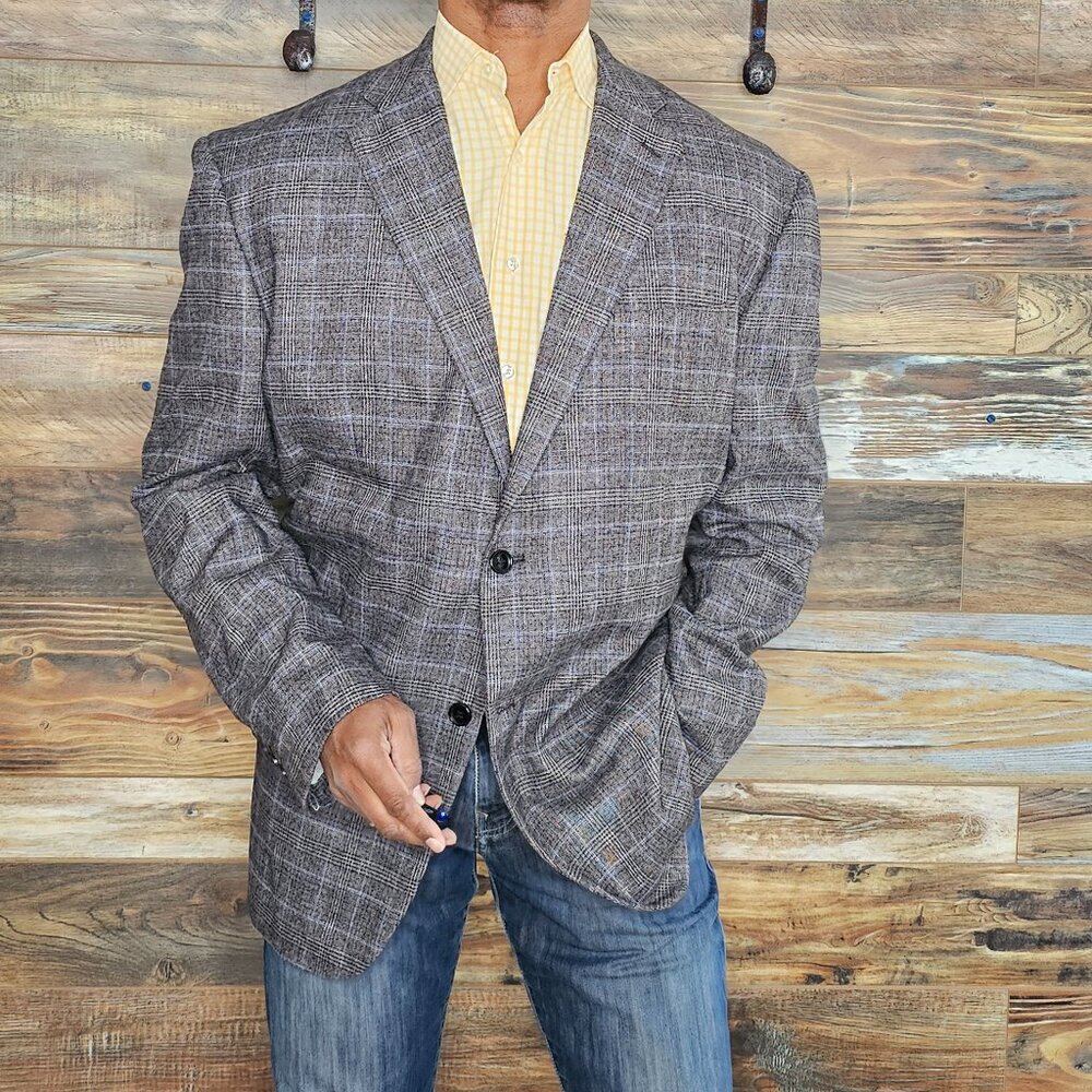 Insomnia Handmade in Italy 100% Wool Plaid Dual Vent Blazer Sport Jacket 50L